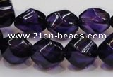 CSA11 15.5 inches 12*15mm twisted rice synthetic amethyst beads