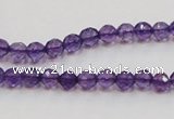 CSA12 15.5 inches 4mm faceted round synthetic amethyst beads