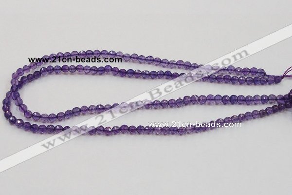 CSA12 15.5 inches 4mm faceted round synthetic amethyst beads