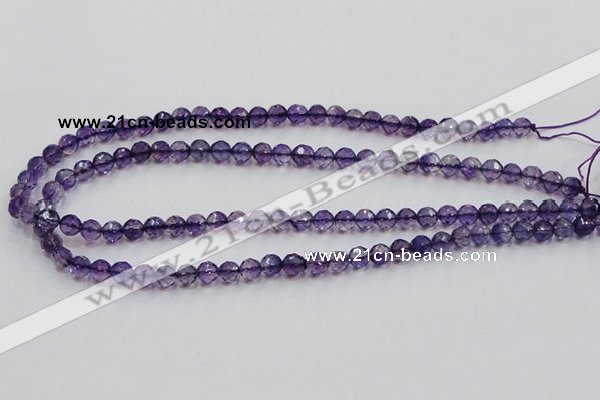 CSA15 15.5 inches 7mm faceted round synthetic amethyst beads