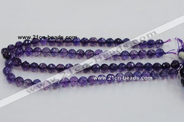 CSA17 15.5 inches 10mm faceted round synthetic amethyst beads