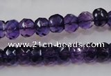 CSA21 15.5 inches 6*10mm faceted rondelle synthetic amethyst beads