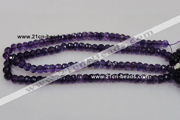 CSA21 15.5 inches 6*10mm faceted rondelle synthetic amethyst beads