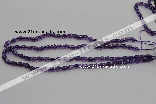 CSA24 15.5 inches 6*8mm faceted teardrop synthetic amethyst beads