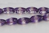 CSA25 15.5 inches 7*12mm faceted rice synthetic amethyst beads