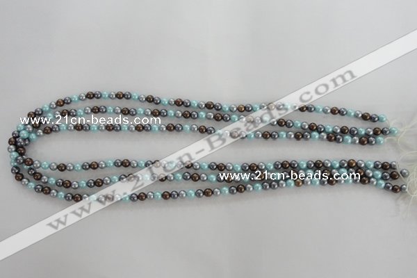 CSB1000 15.5 inches 4mm round mixed color shell pearl beads