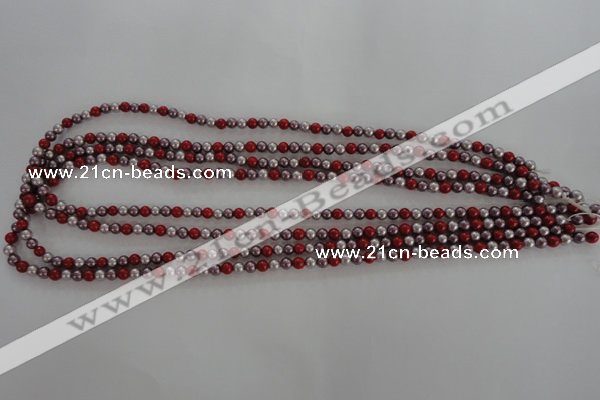 CSB1002 15.5 inches 4mm round mixed color shell pearl beads