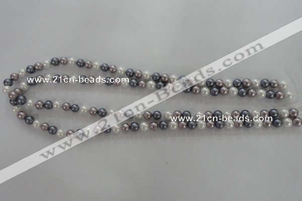 CSB1010 15.5 inches 6mm round mixed color shell pearl beads