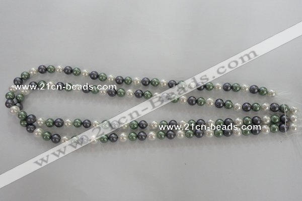 CSB1011 15.5 inches 6mm round mixed color shell pearl beads