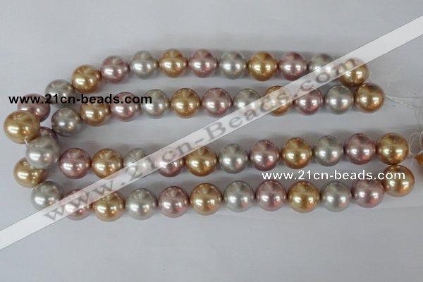 CSB103 15.5 inches 16mm round mixed color shell pearl beads