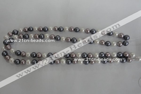 CSB1030 15.5 inches 8mm round mixed color shell pearl beads