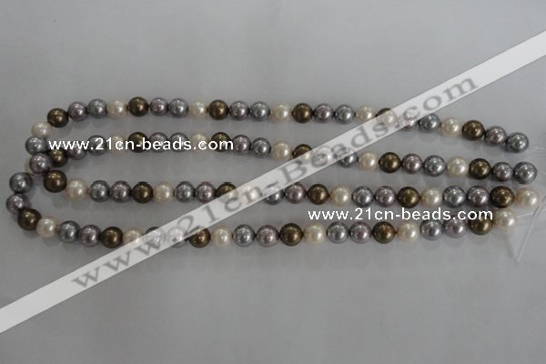 CSB1031 15.5 inches 8mm round mixed color shell pearl beads