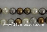 CSB1032 15.5 inches 8mm round mixed color shell pearl beads