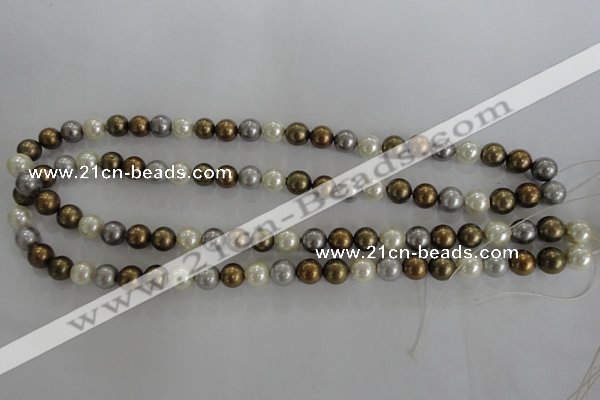 CSB1032 15.5 inches 8mm round mixed color shell pearl beads