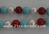 CSB1033 15.5 inches 8mm round mixed color shell pearl beads