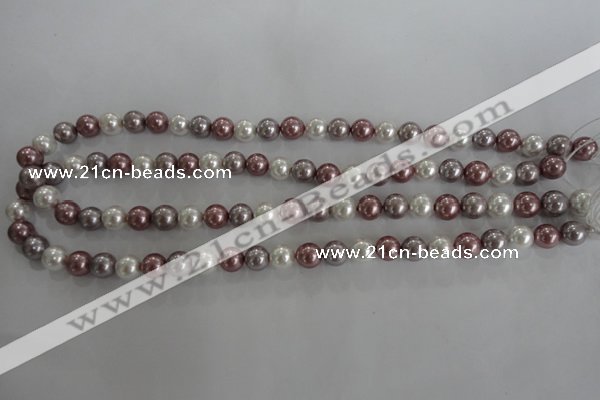 CSB1036 15.5 inches 8mm round mixed color shell pearl beads