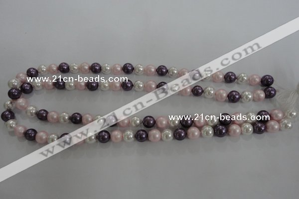 CSB1037 15.5 inches 8mm round mixed color shell pearl beads