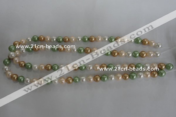 CSB1039 15.5 inches 8mm round mixed color shell pearl beads