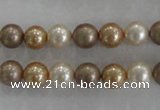 CSB1040 15.5 inches 8mm round mixed color shell pearl beads