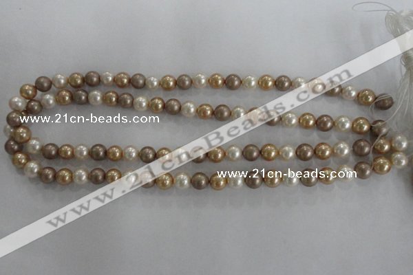 CSB1040 15.5 inches 8mm round mixed color shell pearl beads