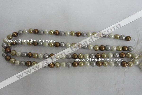 CSB1041 15.5 inches 8mm round mixed color shell pearl beads