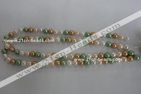 CSB1043 15.5 inches 8mm round mixed color shell pearl beads