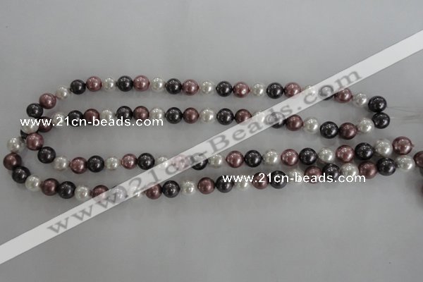 CSB1045 15.5 inches 8mm round mixed color shell pearl beads