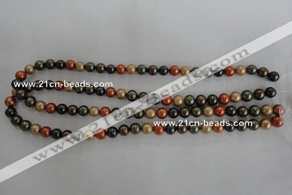 CSB1046 15.5 inches 8mm round mixed color shell pearl beads