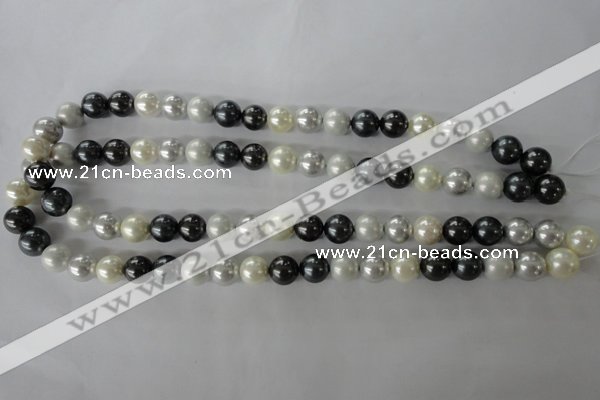 CSB1051 15.5 inches 10mm round mixed color shell pearl beads