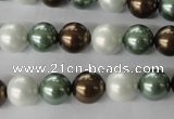 CSB1053 15.5 inches 10mm round mixed color shell pearl beads