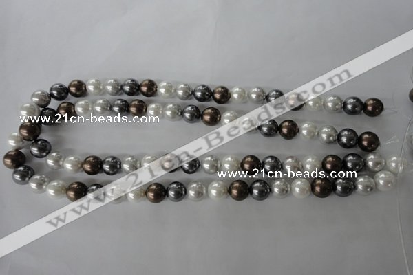 CSB1054 15.5 inches 10mm round mixed color shell pearl beads