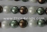 CSB1055 15.5 inches 10mm round mixed color shell pearl beads