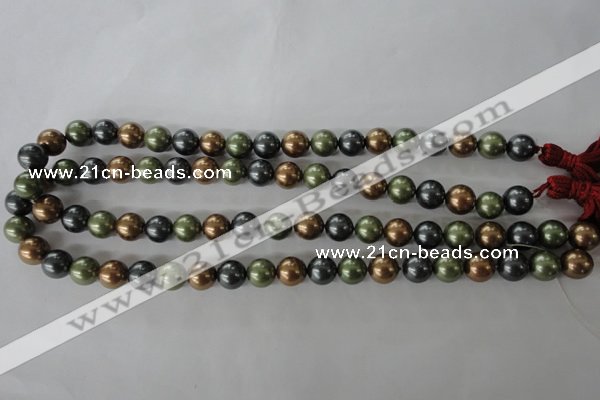 CSB1057 15.5 inches 10mm round mixed color shell pearl beads