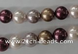 CSB1059 15.5 inches 10mm round mixed color shell pearl beads