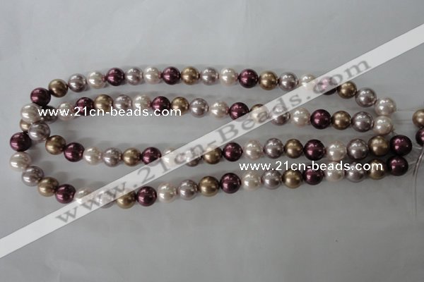 CSB1059 15.5 inches 10mm round mixed color shell pearl beads