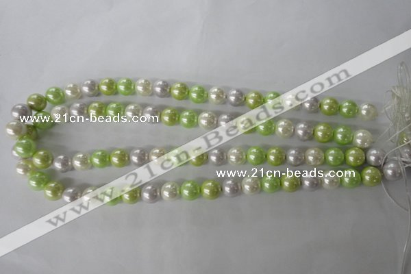 CSB1061 15.5 inches 10mm round mixed color shell pearl beads