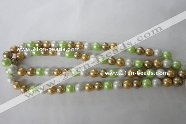 CSB1062 15.5 inches 10mm round mixed color shell pearl beads