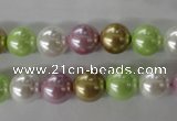 CSB1063 15.5 inches 10mm round mixed color shell pearl beads