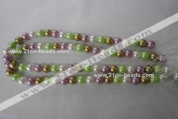 CSB1063 15.5 inches 10mm round mixed color shell pearl beads