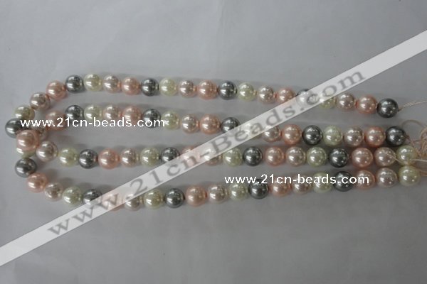 CSB1066 15.5 inches 10mm round mixed color shell pearl beads