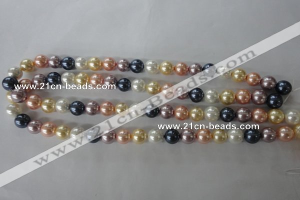 CSB1067 15.5 inches 10mm round mixed color shell pearl beads