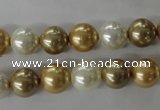 CSB1068 15.5 inches 10mm round mixed color shell pearl beads