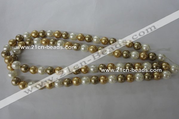 CSB1068 15.5 inches 10mm round mixed color shell pearl beads