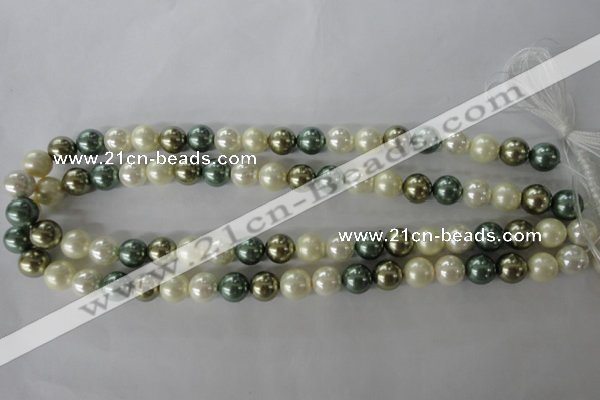 CSB1070 15.5 inches 10mm round mixed color shell pearl beads