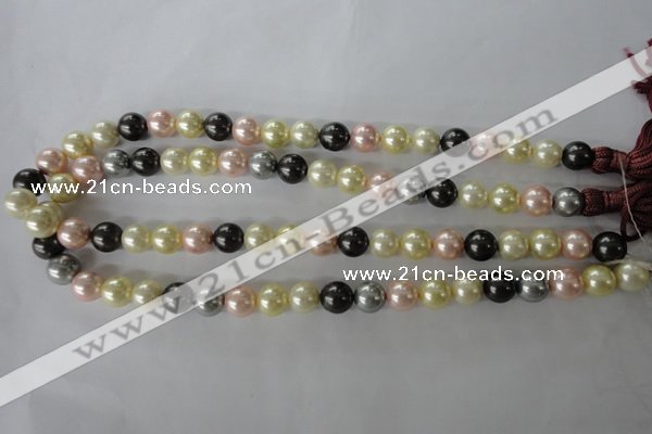 CSB1071 15.5 inches 10mm round mixed color shell pearl beads