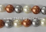 CSB1073 15.5 inches 10mm round mixed color shell pearl beads