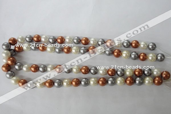 CSB1073 15.5 inches 10mm round mixed color shell pearl beads