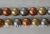 CSB1074 15.5 inches 10mm round mixed color shell pearl beads