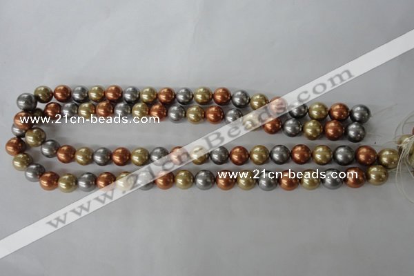 CSB1074 15.5 inches 10mm round mixed color shell pearl beads