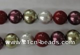 CSB1075 15.5 inches 10mm round mixed color shell pearl beads